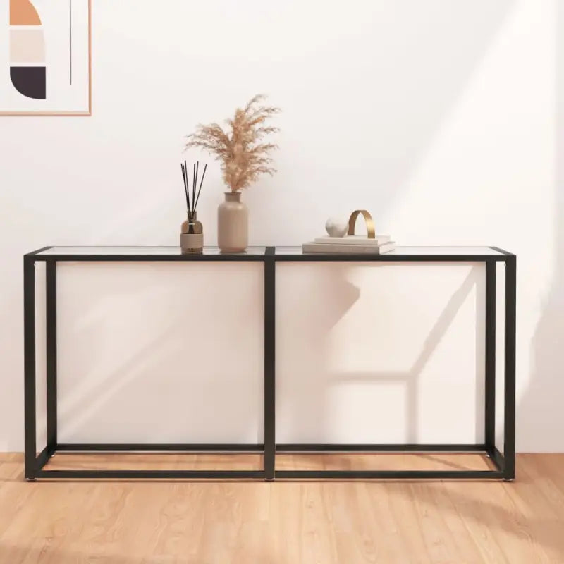 Bijzettafel van gehard glas en gepoedercoat staal voor een stijlvolle woonkamer - Doorzichtig / 1 / 160 cm