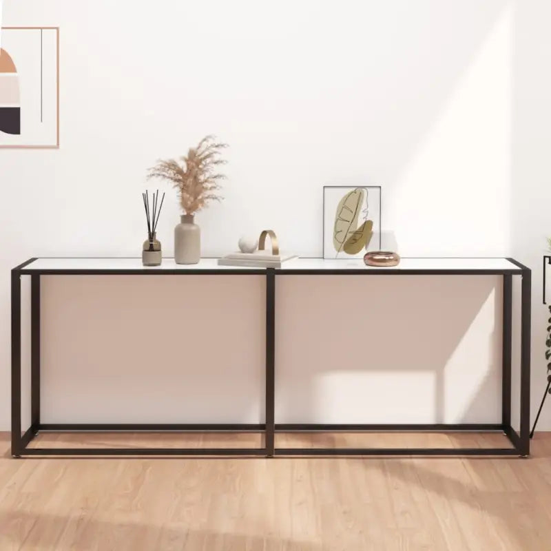 Bijzettafel van gehard glas en gepoedercoat staal voor een stijlvolle woonkamer - Wit marmer / 1 / 200 cm - Bijzettafels