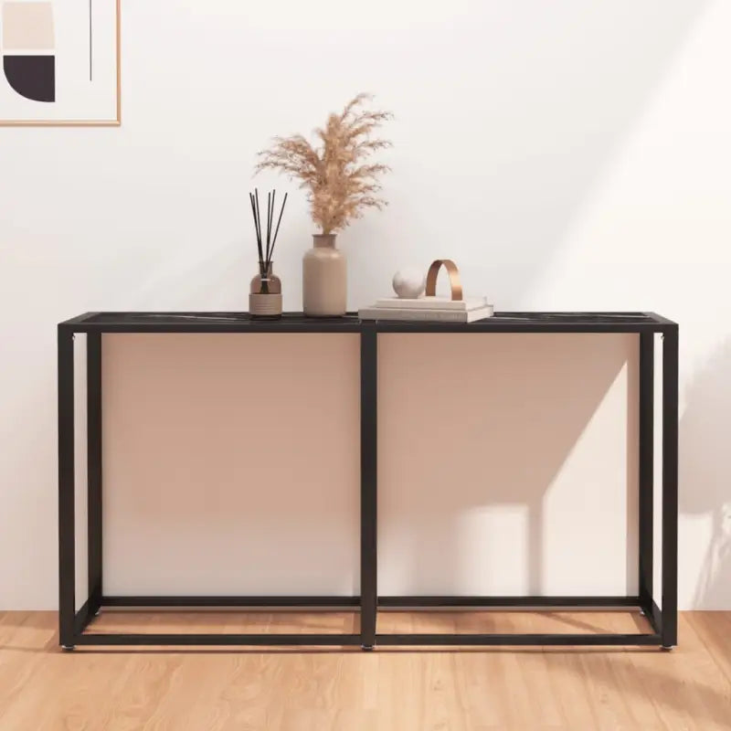 Bijzettafel van gehard glas en gepoedercoat staal voor een stijlvolle woonkamer - Zwart marmer / 1 / 140 cm