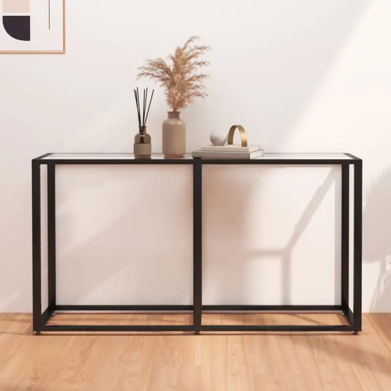 Bijzettafel van gehard glas en gepoedercoat staal voor een stijlvolle woonkamer - Doorzichtig / 1 / 140 cm