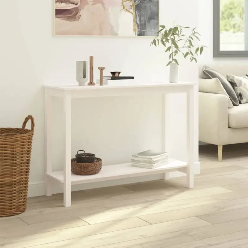 Bijzettafel van massief grenenhout met stevig blad voor een moderne uitstraling - Wit / 1 - Bijzettafels