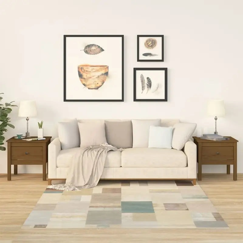 Bijzettafel van massief grenenhout voor praktische en stijlvolle opbergruimte - Honingbruin / 50 x 50 x 49 cm / 2