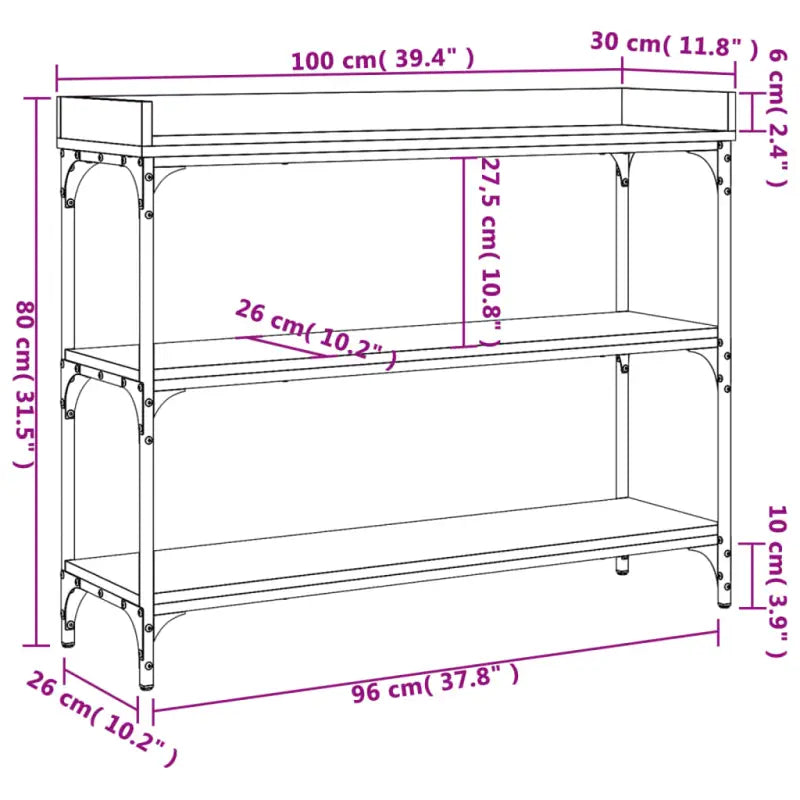 Bijzettafel wandmodel met bewerkt hout en metalen frame - Bijzettafels