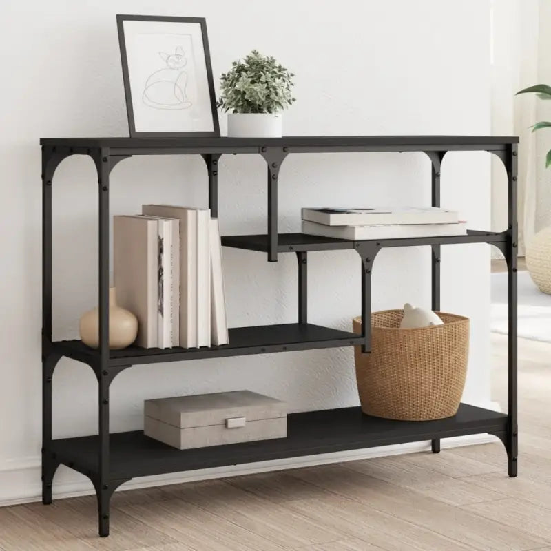 Bijzettafel wandmodel met bewerkt hout en metalen frame - Bijzettafels