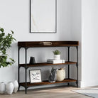 Bijzettafel wandmodel met bewerkt hout en metalen frame - bruin eikenkleur / 1 / 100 cm - Bijzettafels