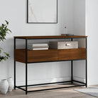 Bijzettafel wandmodel met bewerkt hout en metalen frame - bruin eikenkleur / 1 / 100 cm - Bijzettafels