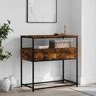 Bijzettafel wandmodel met bewerkt hout en metalen frame - Gerookt eiken / 1 / 75 cm - Bijzettafels