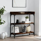 Bijzettafel wandmodel met bewerkt hout en metalen frame - Gerookt eiken / 1 / 75 cm - Bijzettafels