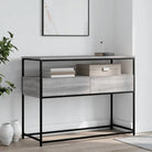 Bijzettafel wandmodel met bewerkt hout en metalen frame - Grijs sonoma / 1 / 100 cm - Bijzettafels
