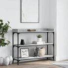 Bijzettafel wandmodel met bewerkt hout en metalen frame - Grijs sonoma / 1 / 100 cm - Bijzettafels