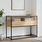 Bijzettafel wandmodel met bewerkt hout en metalen frame - Sonoma eiken / 1 / 100 cm - Bijzettafels
