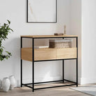 Bijzettafel wandmodel met bewerkt hout en metalen frame - Sonoma eiken / 1 / 75 cm - Bijzettafels