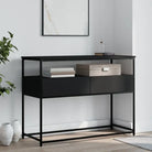 Bijzettafel wandmodel met bewerkt hout en metalen frame - Zwart / 1 / 100 cm - Bijzettafels