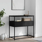 Bijzettafel wandmodel met bewerkt hout en metalen frame - Zwart / 1 / 75 cm - Bijzettafels