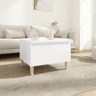 Bijzettafels met bewerkt hout en houten poten voor een Scandinavisch interieur - Wit / 1 - Bijzettafels