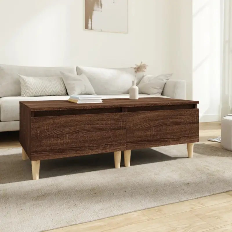 Bijzettafels met bewerkt hout en houten poten voor een Scandinavisch interieur - bruin eikenkleur / 2 - Bijzettafels