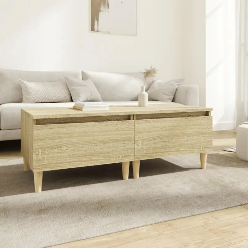 Bijzettafels met bewerkt hout en houten poten voor een Scandinavisch interieur - Sonoma eiken / 2 - Bijzettafels