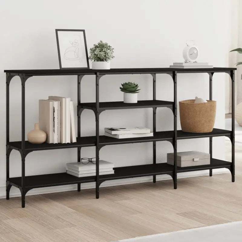 Bijzettafels met bewerkt hout en metalen frame voor een onderhoudsvrije look - Zwart / 1 - Bijzettafels
