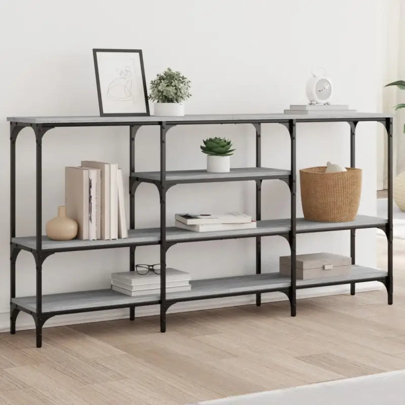 Bijzettafels met bewerkt hout en metalen frame voor een onderhoudsvrije look - Grijs sonoma / 1 - Bijzettafels