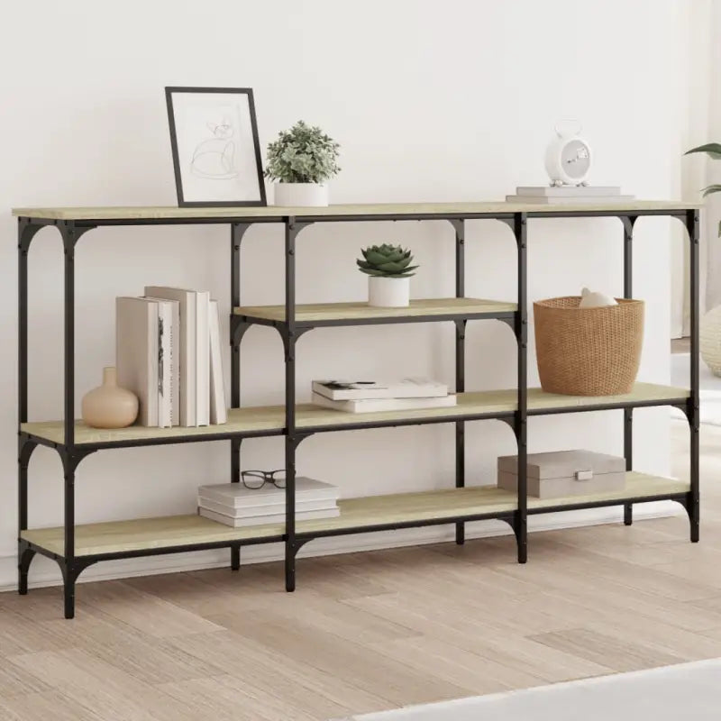 Bijzettafels met bewerkt hout en metalen frame voor een onderhoudsvrije look - Sonoma eiken / 1 - Bijzettafels