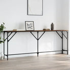 Bijzettafels met bewerkt hout en metalen frame voor elegante interieurs - bruin eikenkleur / 200 x 29 x 75 cm / 1