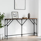 Bijzettafels met bewerkt hout en metalen frame voor elegante interieurs - bruin eikenkleur / 140 x 23 x 75 cm / 1