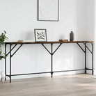 Bijzettafels met bewerkt hout en metalen frame voor elegante interieurs - Gerookt eiken / 200 x 29 x 75 cm / 1