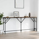 Bijzettafels met bewerkt hout en metalen frame voor elegante interieurs - bruin eikenkleur / 180 x 23 x 75 cm / 1