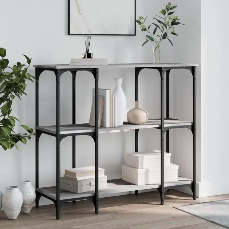 Bijzettafels met bewerkt hout en metalen frame voor elegantie - Grijs sonoma / 1 - Bijzettafels