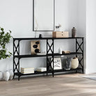 Bijzettafels met bewerkt hout en verstelbare poten voor elegantie - Zwart / 1 / 156 cm - Bijzettafels