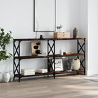 Bijzettafels met bewerkt hout en verstelbare poten voor elegantie - Gerookt eiken / 1 / 200 cm - Bijzettafels