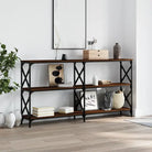 Bijzettafels met bewerkt hout en verstelbare poten voor elegantie - bruin eikenkleur / 1 / 156 cm - Bijzettafels