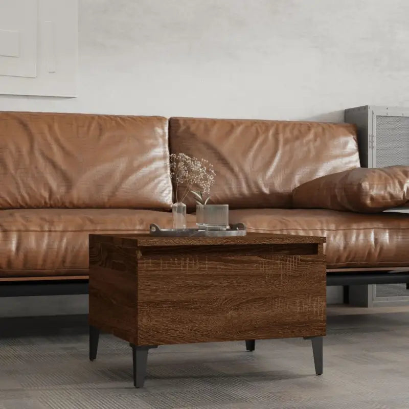 Bijzettafels met bewerkt hout voor een industriële woonkamerstijl - bruin eikenkleur / 1 - Bijzettafels