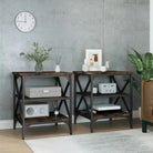 Bijzettafels van bewerkt hout met trendy en duurzame design - Gerookt eiken / 40 x 42 x 50 cm / 2 - Bijzettafels