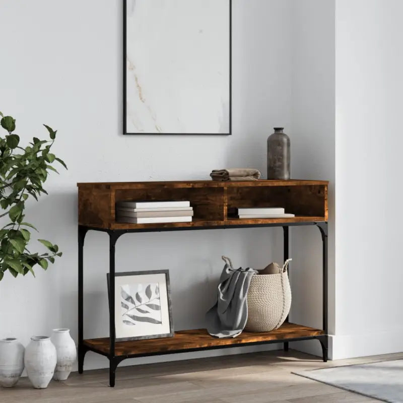 Bijzettafels van bewerkt hout voor een elegante uitstraling - Gerookt eiken / 1 - Bijzettafels