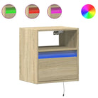 Bijzonder nachtkastje van bewerkt hout met LED-verlichting voor je slaapkamer - Nachtkastjes