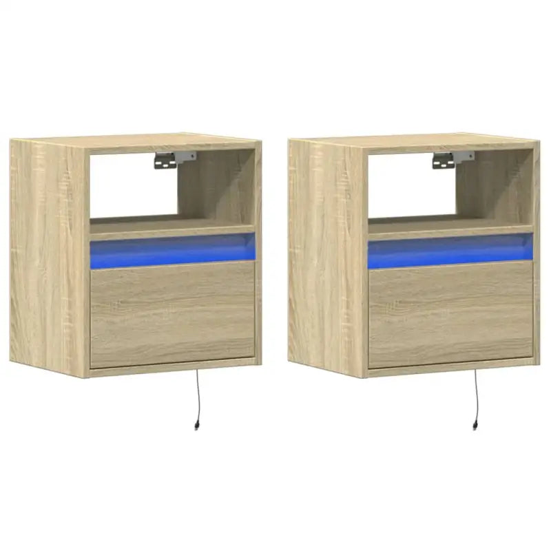 Bijzonder nachtkastje van bewerkt hout met LED-verlichting voor je slaapkamer - Nachtkastjes