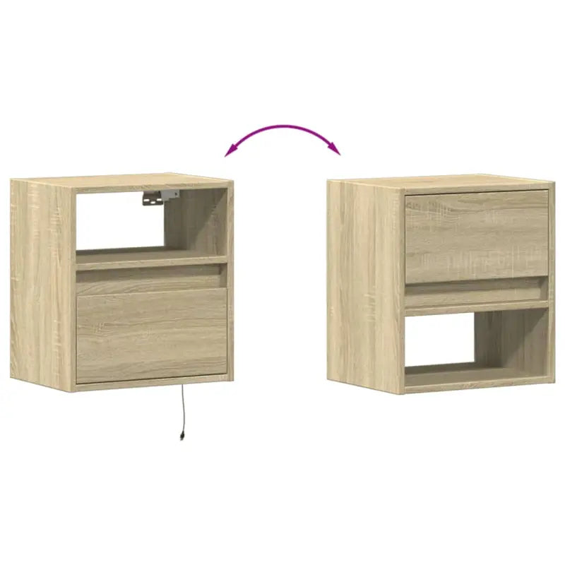 Bijzonder nachtkastje van bewerkt hout met LED-verlichting voor je slaapkamer - Nachtkastjes