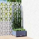 Bloempot met latwerk voor klimplanten in tuin of terras - Blauwgrijs / 40 x 40 x 121.5 cm / 1 - Bloempotten &