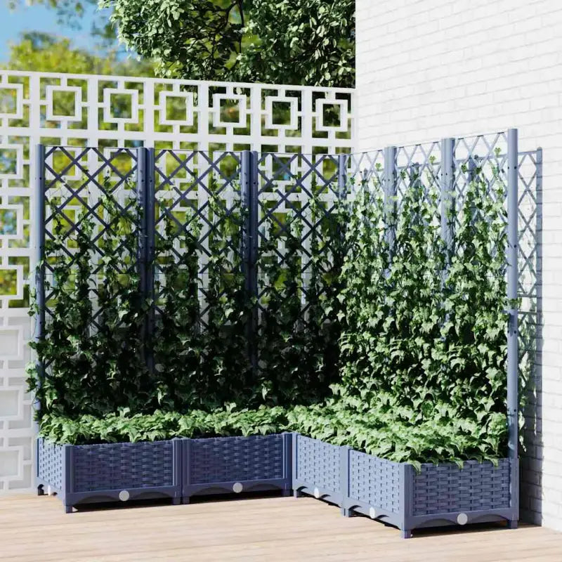 Bloempot met latwerk voor klimplanten in tuin of terras - Blauwgrijs / 120 x 120 x 121.5 cm / 1 - Bloempotten &