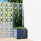Bloempot met latwerk voor klimplanten in tuin of terras - Blauwgrijs / 40 x 40 x 136 cm / 1 - Bloempotten &