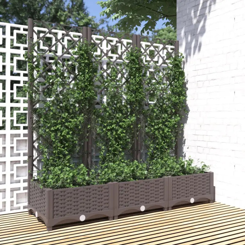 Bloempot met latwerk voor klimplanten in tuin of terras - Bruin / 120 x 40 x 121.5 cm / 1 - Bloempotten & plantenbakken