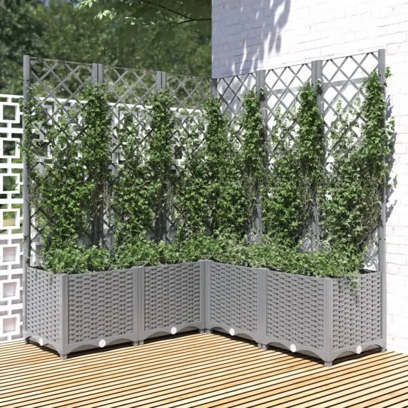 Bloempot met latwerk voor klimplanten in tuin of terras - Lichtgrijs / 120 x 120 x 136 cm / 1 - Bloempotten &