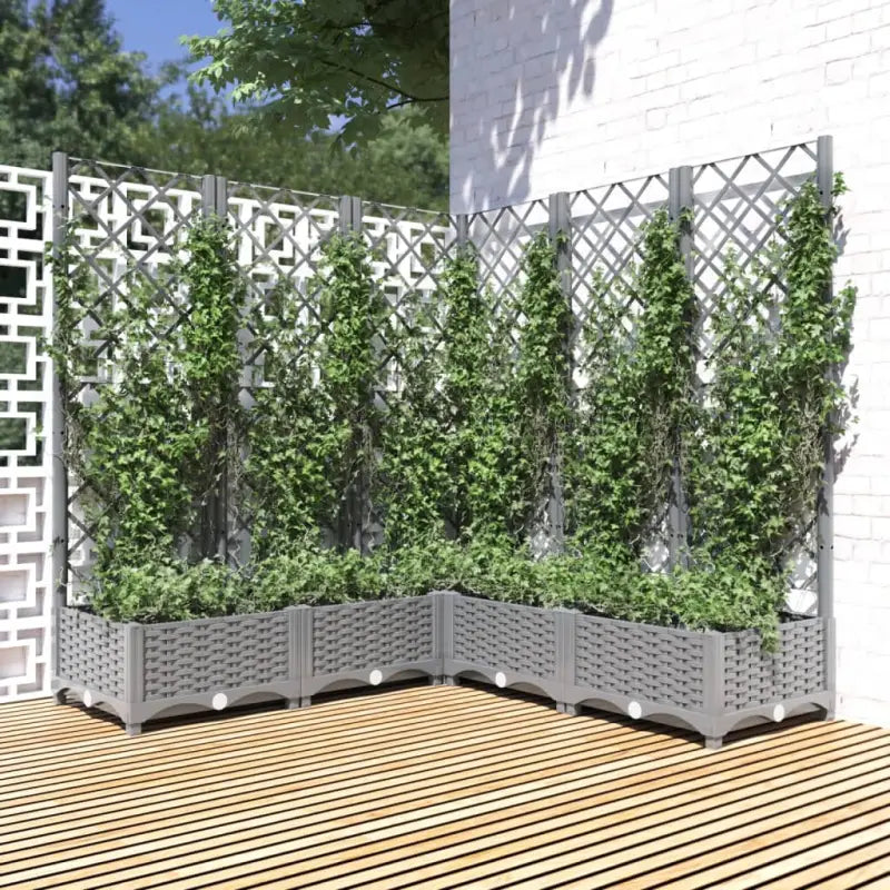 Bloempot met latwerk voor klimplanten in tuin of terras - Lichtgrijs / 120 x 120 x 121.5 cm / 1 - Bloempotten &