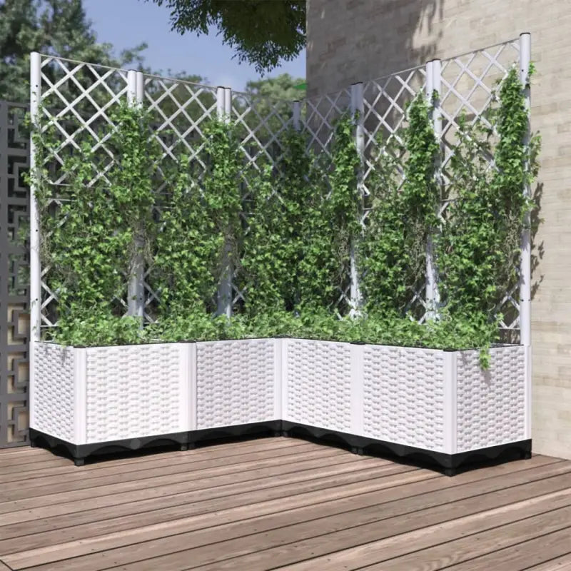Bloempot met latwerk voor klimplanten in tuin of terras - Wit / 120 x 120 x 136 cm / 1 - Bloempotten & plantenbakken
