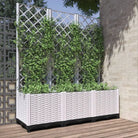 Bloempot met latwerk voor klimplanten in tuin of terras - Wit / 120 x 40 x 136 cm / 1 - Bloempotten & plantenbakken