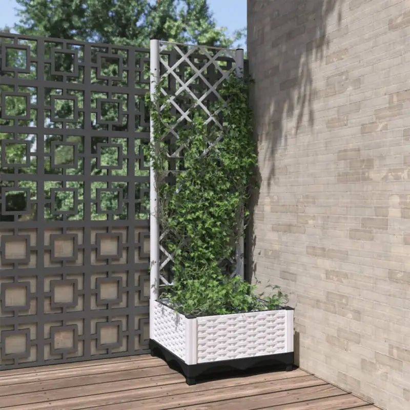 Bloempot met latwerk voor klimplanten in tuin of terras - Wit / 40 x 40 x 121.5 cm / 1 - Bloempotten & plantenbakken