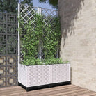 Bloempot met latwerk voor klimplanten in tuin of terras - Wit / 80 x 40 x 136 cm / 1 - Bloempotten & plantenbakken