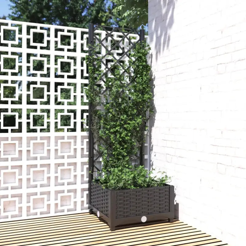 Bloempot met latwerk voor klimplanten in tuin of terras - Zwart / 40 x 40 x 121.5 cm / 1 - Bloempotten & plantenbakken