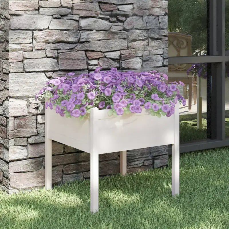 Bloempot van massief grenenhout voor buiten plantenbakken en tuinaccessoires - Wit / 1 - Bloempotten & plantenbakken